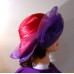 Red Hat Ladies  Red Satin Covered Wool Hat with Purple Horsehair Accents  eb-37451014